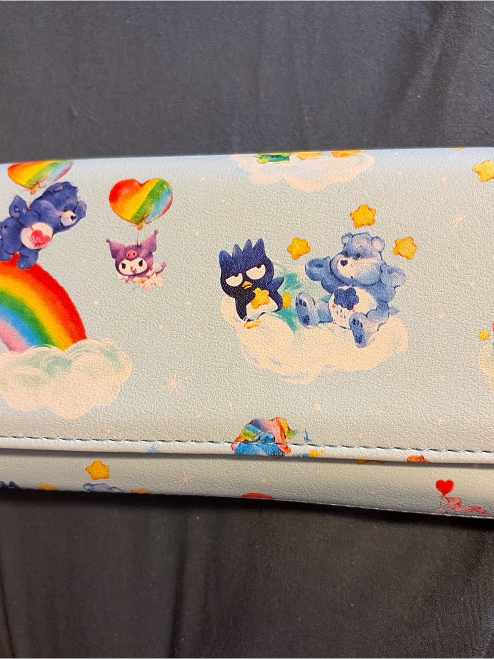 Loungefly Pastel Blue Care Bears and Rainbow Zip Wallet